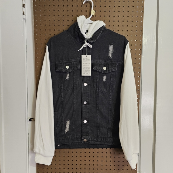 (NWT)Hybrid Mens Denim Hooded Jacket Button Enclosure - Picture 1 of 10
